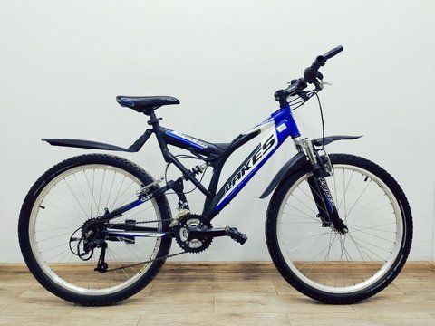 Велосипед 26 Lakes Tracer двопідвісний чорно-синій алюм 000035868 фото