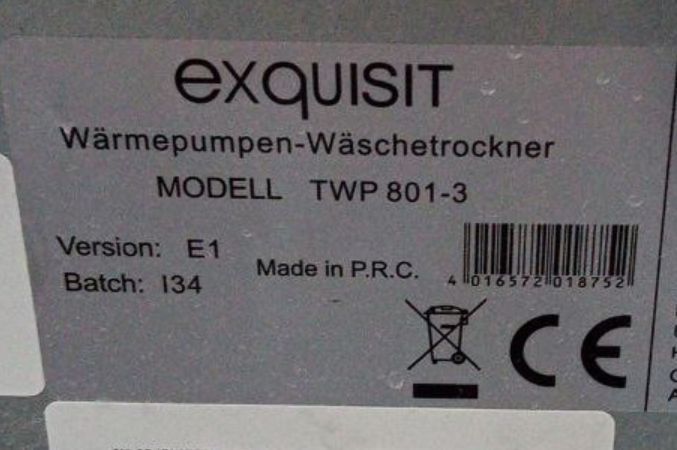 Сушильная машина Exquisit TWP 801 3 1200W 6кг sn 31734000297 000051060 фото