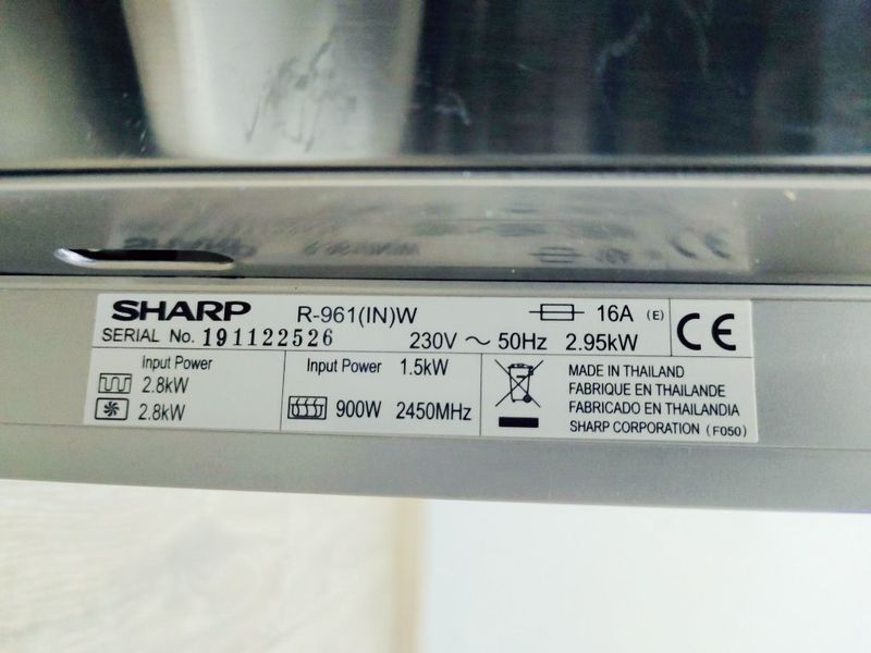 Мікрохвильова піч Sharp R 961 IN 2950w гриль 2800w sn 191122526_номер 61_122 партія 2 000040117 фото