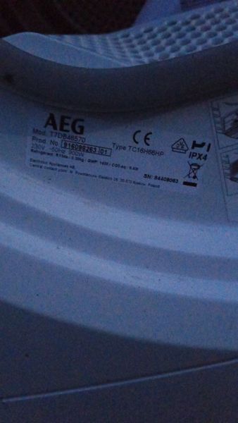 Сушильная машина AEG T7D846570 900W sn 84409063 000051436 фото