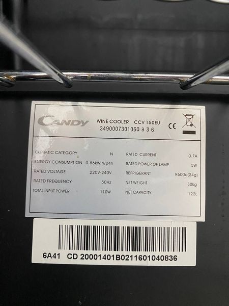 Винный шкаф Candy CCV 150EU 110W 122л sn 3490007301060836 000048306 фото