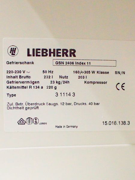 Морозильна шафа Liebherr GSN 2406 Index 11 305w 203л 7 полиць sn 150181383 000028774 фото