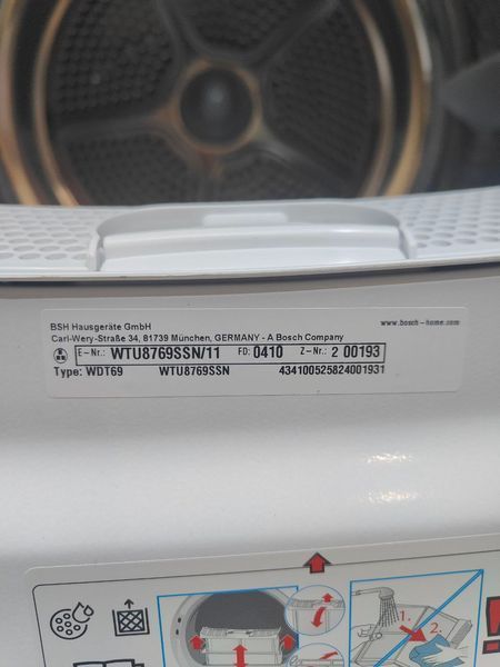 Сушильная машина Bosch WTU8769SSN 11 800W 7кг sn 81739 n516 000050809 фото