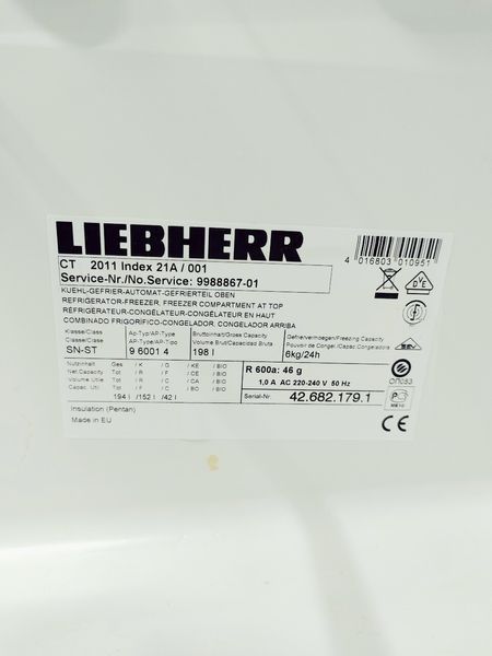 Холодильник двухкамерный Liebherr CT 2011 Index 21A 000045611 фото