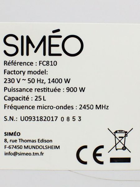 Мікрохвильова піч Simeo FC810 1400w стік LPNHK067014697 130е 000030601 фото