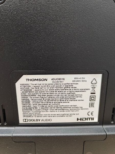 Телевізор Thomson 43UC6316 96W sn Z1748019785 000050545 фото