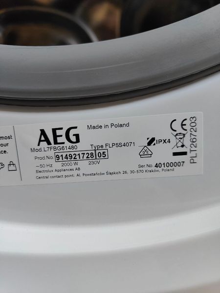 Пральна машина AEG 7000 Series L7FBG61480 2000W 8кг sn 40100007 000051598 фото