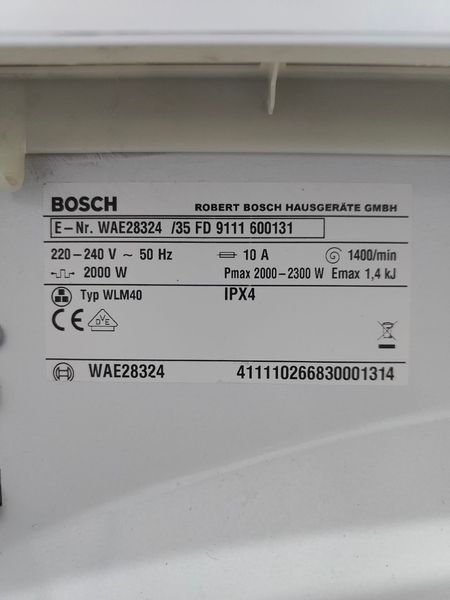 Стиральная машина Bosch Maxx6 VarioPerfect WAE28324 2000W 6кг sn 9111600131 000051673 фото