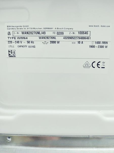 Стиральная машина Bosch Serie4 WAN28276NL 49 000040175 фото