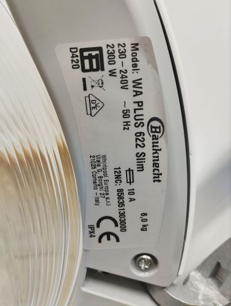 Стиральная машина Bauknecht WA Plus 622 Slim 2300W 6кг sn 858351303000 000049443 фото