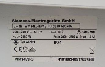 Стиральная машина Siemens WM14E3R0 19 sn 419100340517057869 000046792 фото