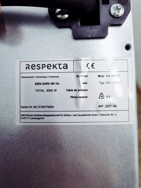 Варильна поверхня Respekta KM 9130T 3000w стік LPNHE604320772 87е 000032718 фото