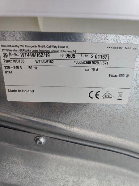 Сушильная машина Siemens WDT65 800w sn 201157 000047221 фото