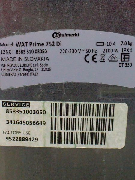 Стиральная машина вертикальная Bauknecht WAT Prime 752 Di 000031377 фото