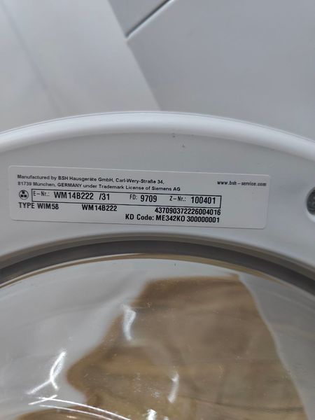 Пральна машина SIEMENS WM14B222 2300W 6кг sn 9709100401 000051130 фото