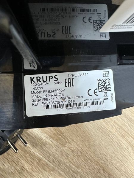 Кофемашина Krups FPB145000P 1450W sn 01260277 000054701 фото