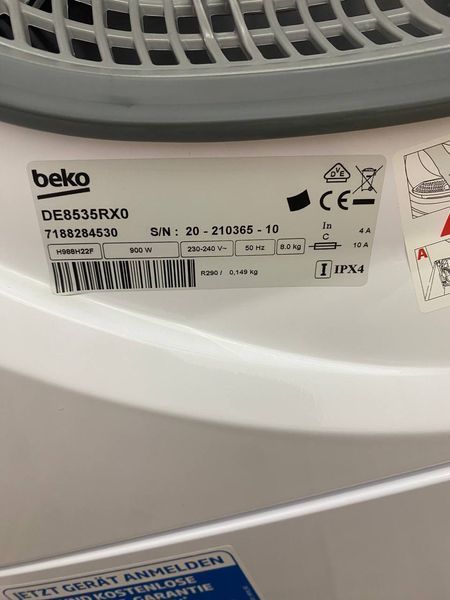 Сушильная машина Beko DE8535RXO 900W 8кг sn 2021036510 000048677 фото