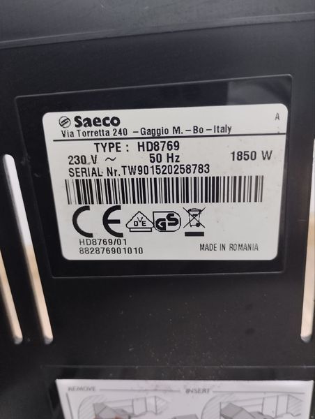 Кофемашина Saeco Moltio HD 8769 1850W sn TW901520258783 000046372 фото