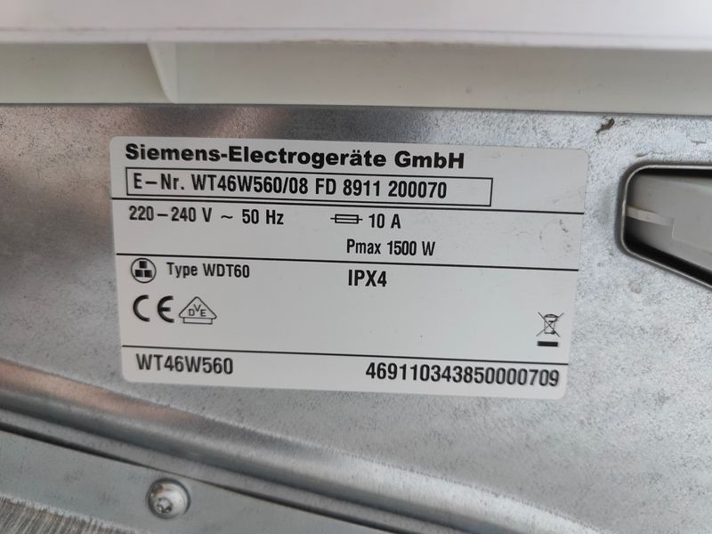 Сушильная машина Siemens WT46W560 08 1500W 7кг sn 8911200070 000053450 фото