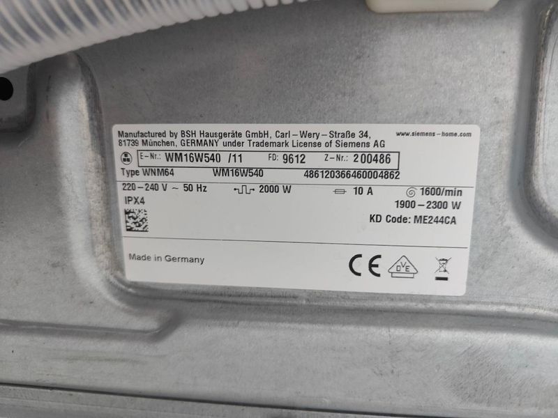 Стиральная машина Siemens iQ700 WM16W540 11 2300W 8кг sn 9612200486 000053716 фото
