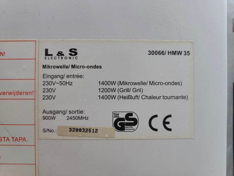 Мікрохвильова піч L&S HMW35 1400W sn D20032512 000051109 фото