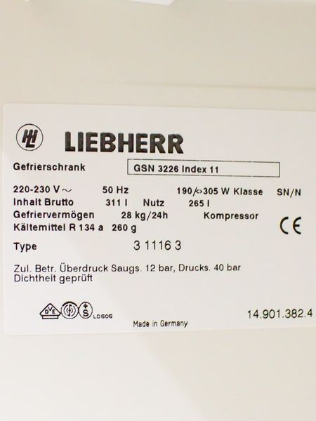 Морозильна шафа Liebherr GSN 3226 Index 11 305w 265л 9 полиць sn 149013824 000028775 фото