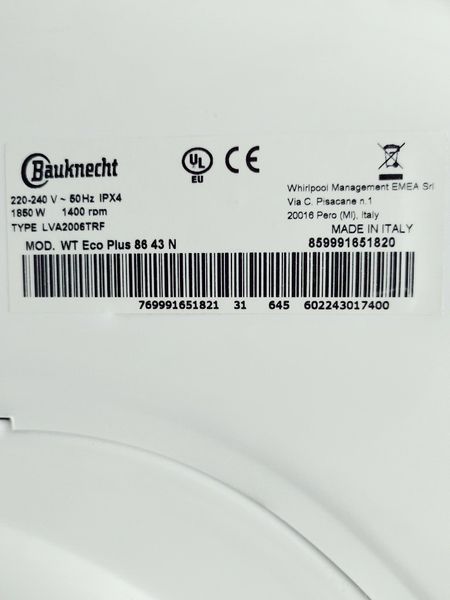 Стиральная машина Bauknecht WT Eco Plus 86 43 N 000040174 фото