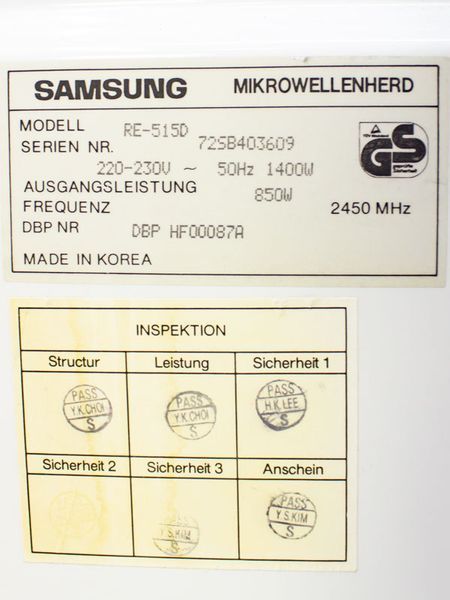 Мікрохвильова піч Samsung RE 515D 1400w sn 72SB403609 000024713 фото
