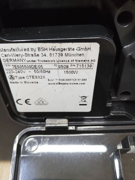 Кофемашина Siemens EQ6 CTES32X 1500W sn 715139 000050415 фото
