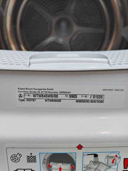 Сушильна машина Bosch Serie 8 WTW845W0 1000W 8кг sn 01539 000051966 фото