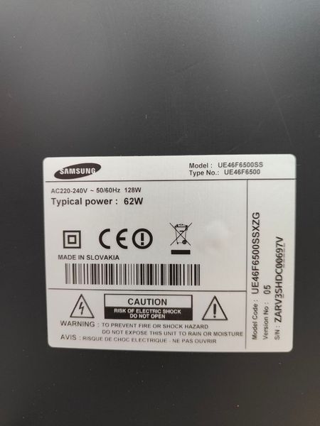 Телевізор 46 Samsung UE46F6500SS LCD Smart TV 62w sn ZARV3SHDC00697V 000052206 фото
