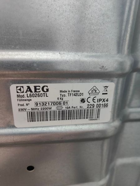 Пральна машина вертикальна AEG L60260TL 2200W 6кг sn 22900166 000051133 фото