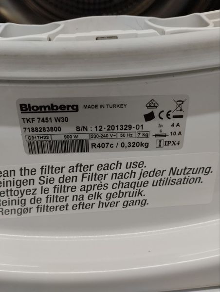 Сушильна машина Blomberg 900w 7кг sn 12201329 01 000046164 фото