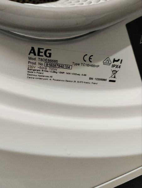 Сушильна машина AEG T8DE 86685 sn 12205990 000047212 фото
