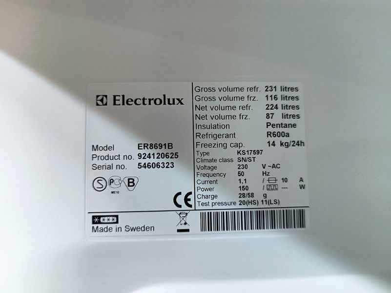 Холодильник двокамерний Electrolux ER8691B 19W 224+87л sn 54606323 n 454 000049666 фото