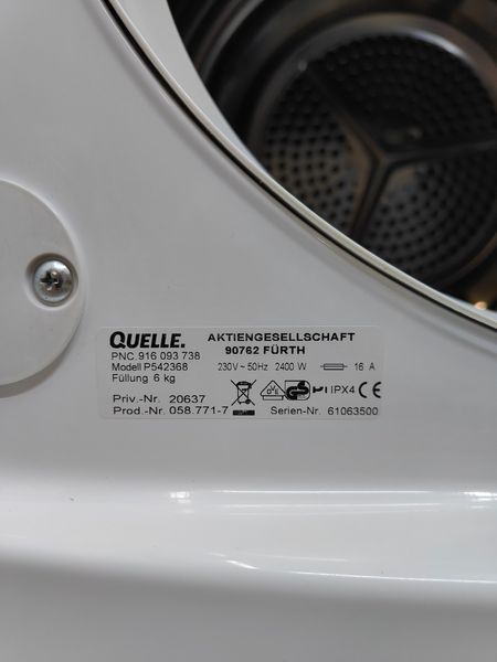 Сушильная машина Privileg ProComfort 9350 P542368 2400W 6кг sn 61063500 000053870 фото
