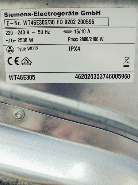 Сушильная машина Siemens IQ500 WT46E305 30 000044292 фото