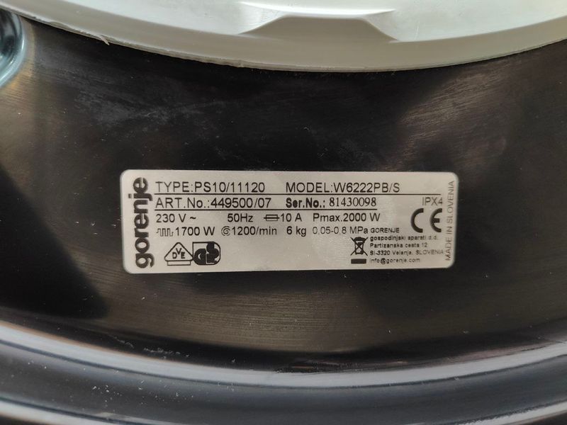 Стиральная машина Gorenje W6222PB 2000W 6кг sn 81430098 000050731 фото