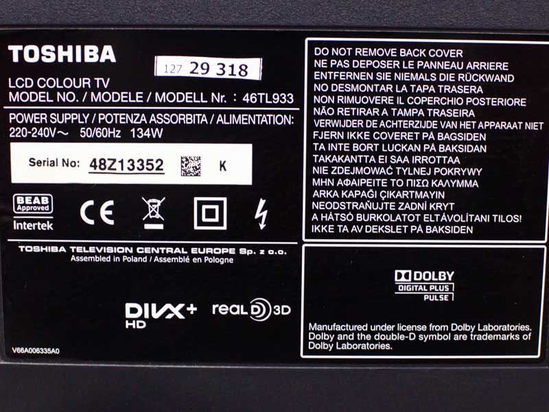 Телевизор 46 Toshiba 46TL933 LED Smart TV 3D 000032033 фото