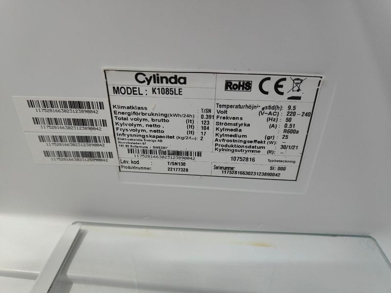 Холодильник Cylinda K1085LE 100W 123л sn 1175281663023123890042 n654 000053316 фото