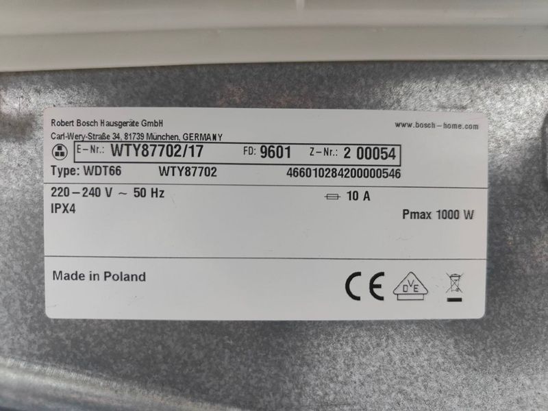 Сушильная машина Bosch HomeProfessional WTY87702 17 1000W 8кг sn 9601200054 000052586 фото