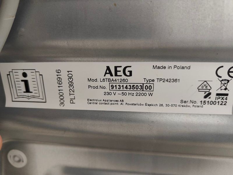 Стиральная машина AEG L74650H 2200W 6.5кг sn 14100794 000053076 фото