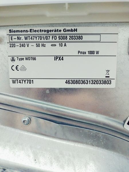 Сушильна машина Siemens IQ800 WT47Y701 07 1000w 8 кг sn 9308 203380 000041978 фото