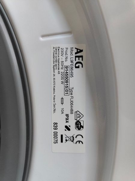 Стиральная машина AEG Series 9000 L9FE86495 2200W 9кг sn 8390075 000051846 фото Стиральная машина AEG Series 9000 L9FE86495 2200W 9кг sn 8390075 000051846 фото