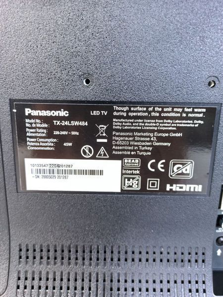 ТБ 24 Panasonic TX 24LSW484 LED HD Smart TV 45w sn 28805029201287 000041957 фото