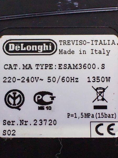 Кавомашина DeLonghi ESAM3600 S 1350w sn 23720 215142AQ12091360043 000034602 фото