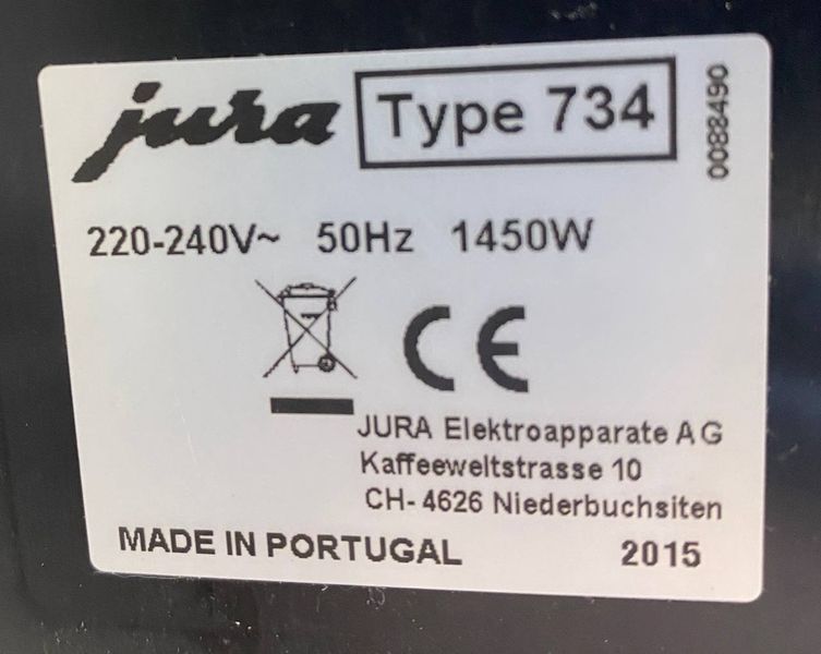 Кофемашина Jura Type 734 1450w sn 0088490 000049166 фото