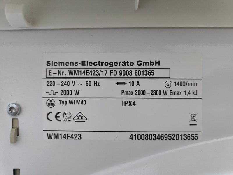 Пральна машина Siemens VarioPerfect E 14 42 WM14E423 17 2300W 7 кг sn 9008 601365 000052269 фото