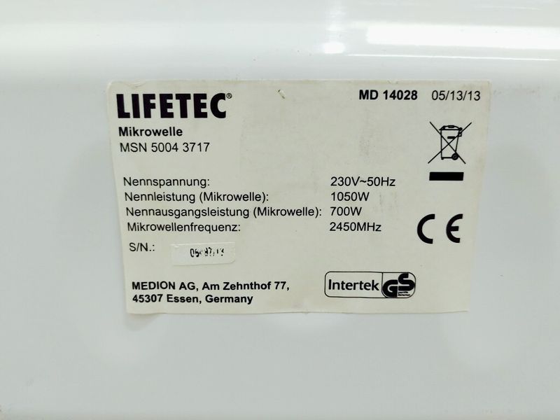 Мікрохвильова піч LifeTec MD 14028 1050w sn 06497713 000036653 фото