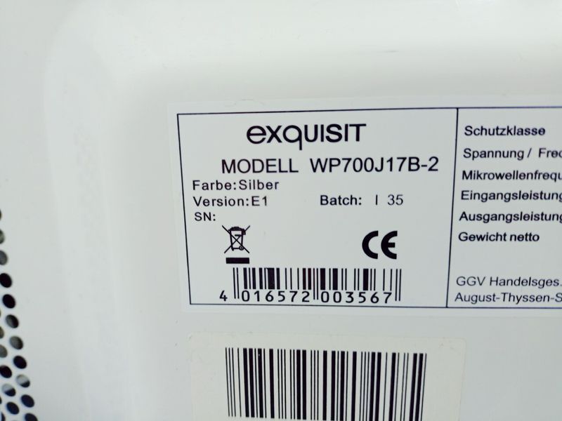 Мікрохвильова піч Exquisit WP700J17B 1200w sn 03567170900719 000042310 фото